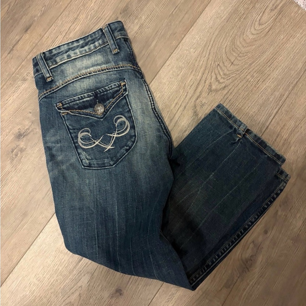 Express Dark Blue Denim Capris